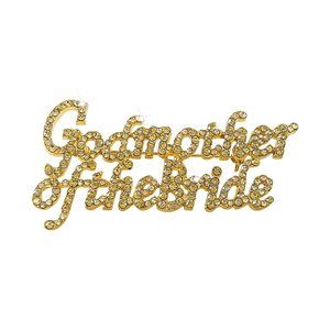 Bridal Party Brooch Pins (Godmother of the Bride (Gold))